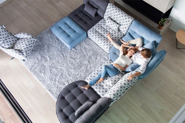 Canapé Fama coloré original modulable Bleu