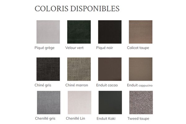 palette de couleur tissus