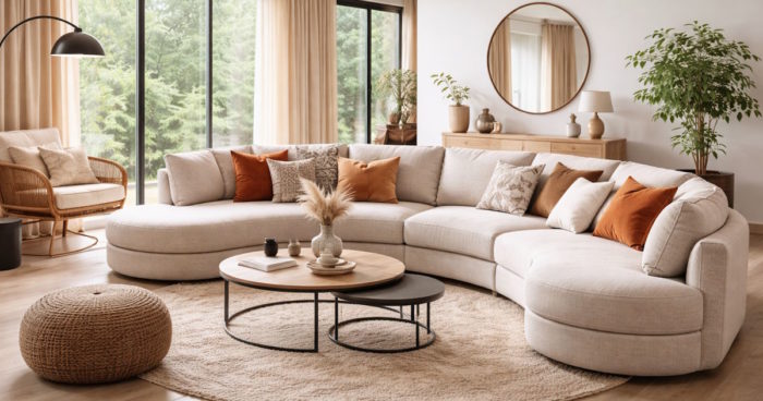 salon avec canapé arc de cercle